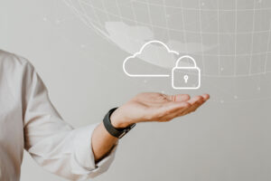 A hand holding a multi cloud security protection