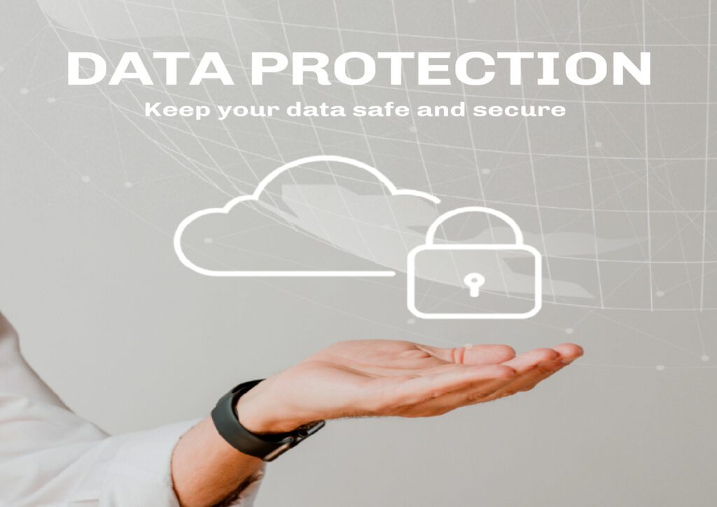 A palm of the hand with a data protection logo on top