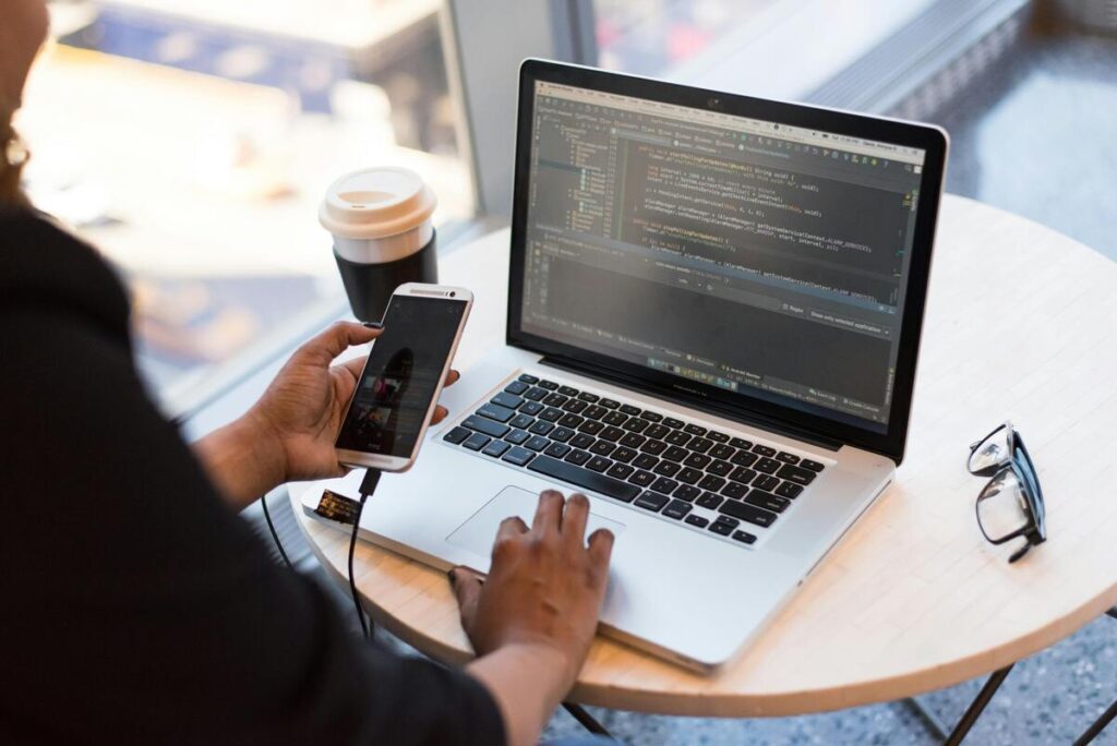 A person doing programming for cloud computing