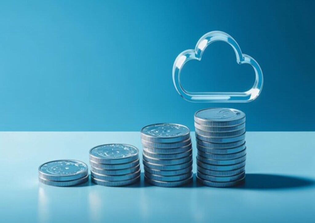 A stack of coins saved by using a cloud service